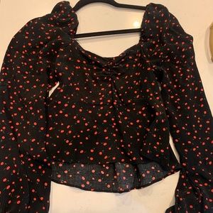Free People Crop Long Sleeve Cherry XS